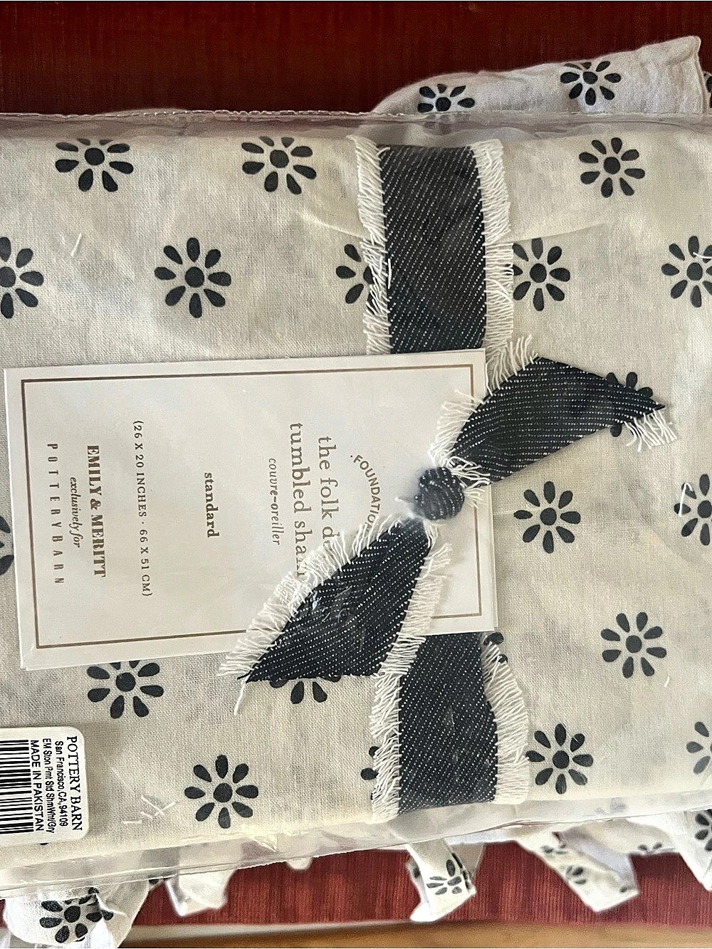 Pottery Barn Emily & Meritt Floral Pillow Cover Sham in Cream & Gray